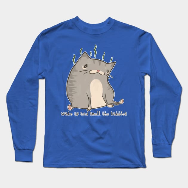 Wake Up and Smell the Tabbies (Gray Version) Long Sleeve T-Shirt by Jan Grackle